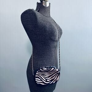 Vintage zebra print calf hair crossbody bag